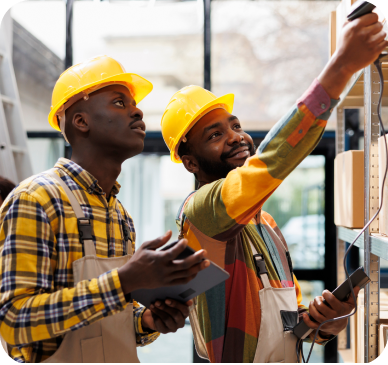 Two workers collaborating