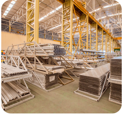Warehouse interior with metal profiles